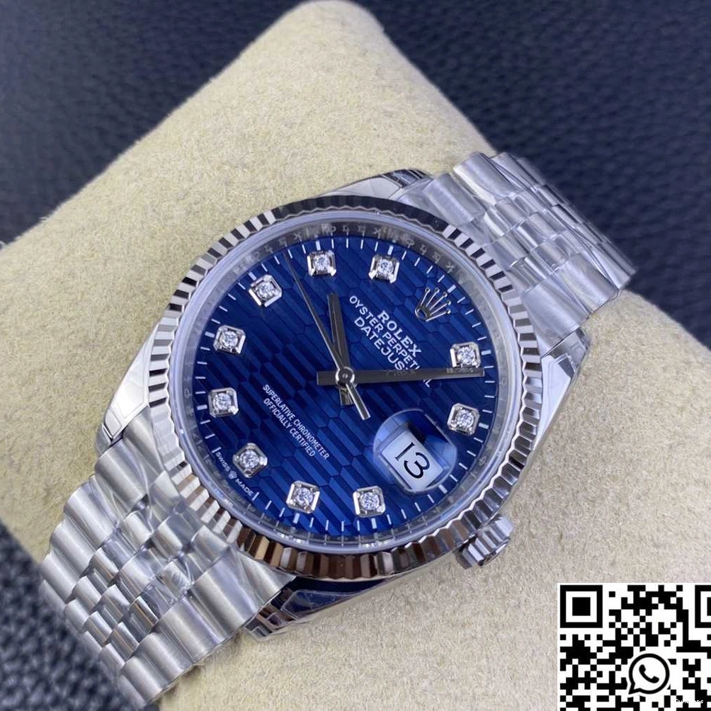 Clean Dial Factory Datejust Rolex Steel Motif Blue 36MM Diamond M126234 Stainless Hourmarker 0412